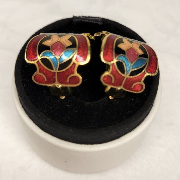 80s Cloisine Panda Earrings - Picture 2 of 4